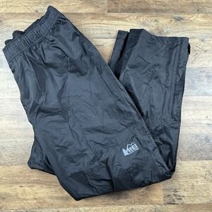 NWOT REI Co-op Mens Pants L‎ Windbreaker Black Drawstring Pockets Outdoor